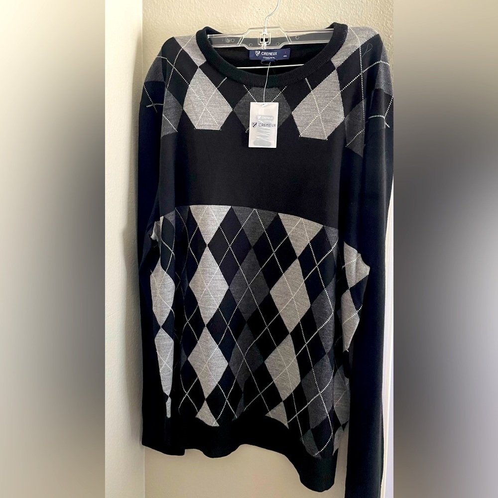Cremieux collection L men black sweater new 100%fine wool